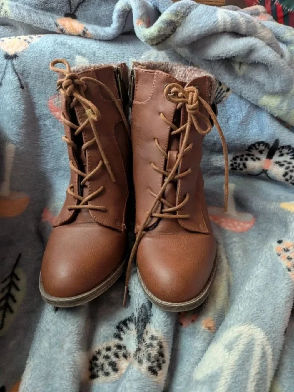 Brown buckle boots w heels